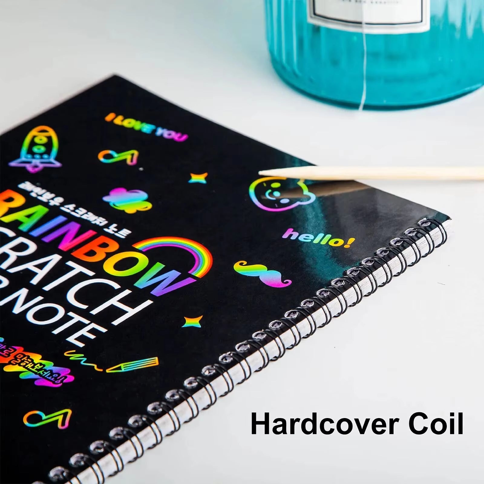 2 Pack Rainbow Scratch Paper Children'S Art Book Black DIY Rainbow Art Paper Card Neon Scratch Book with Wood Stick